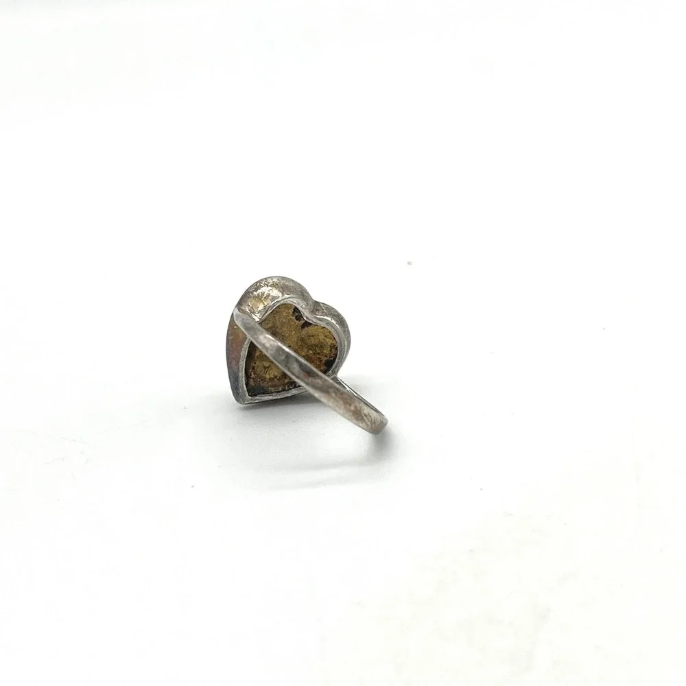 Sterling Silver Heart Ring Marcasite‎ Accent Vintage Flawed